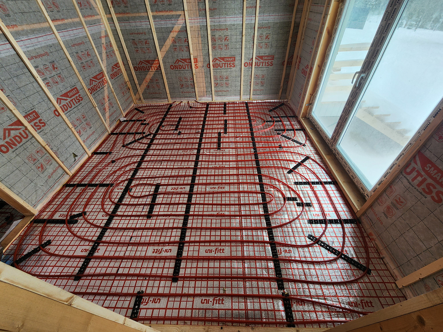 Монтаж тёплых полов, монтаж котельной в каркасном доме 120м2