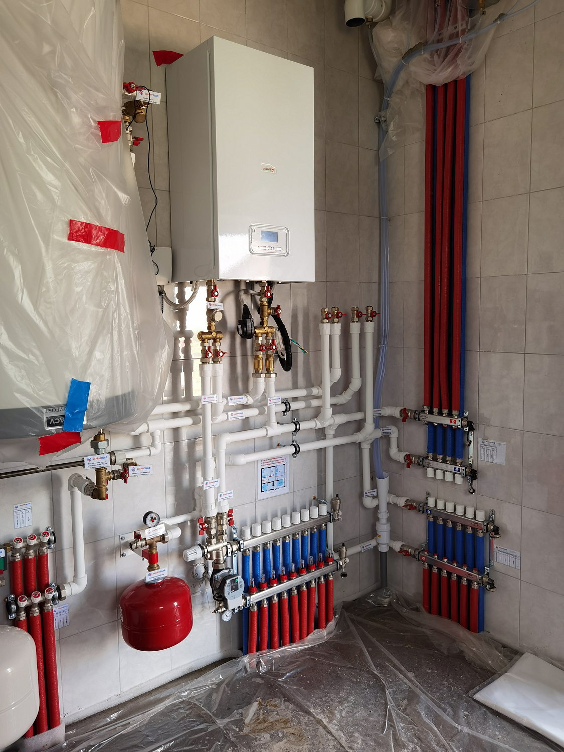 Монтаж теплых полов и котельной в загородном доме площадью 150 м2