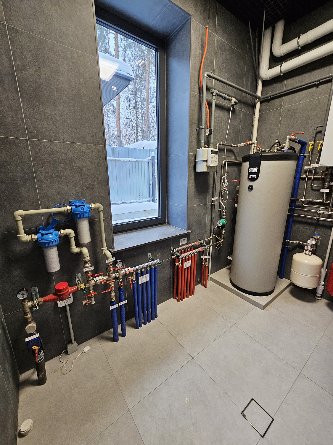 Комбинированная система отопления, тёплые полы и радиаторное отопление, водоотведение в частном доме 300 м2 Балашиха