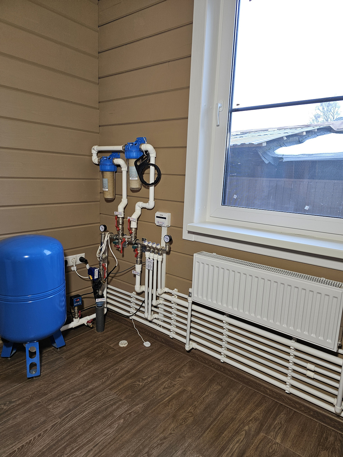 Монтаж котельной, радиаторного отопления, водоснабжения и водоотведение в деревянном доме 130м2