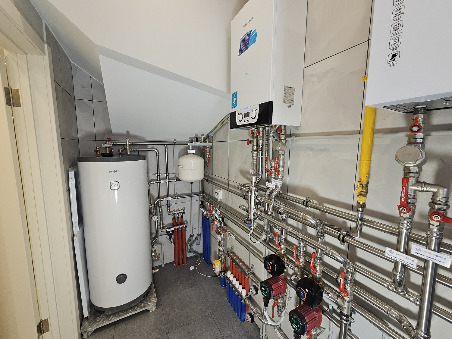 Монтаж котельной, теплых полов в таунхаусе 100м2 в КП Британика