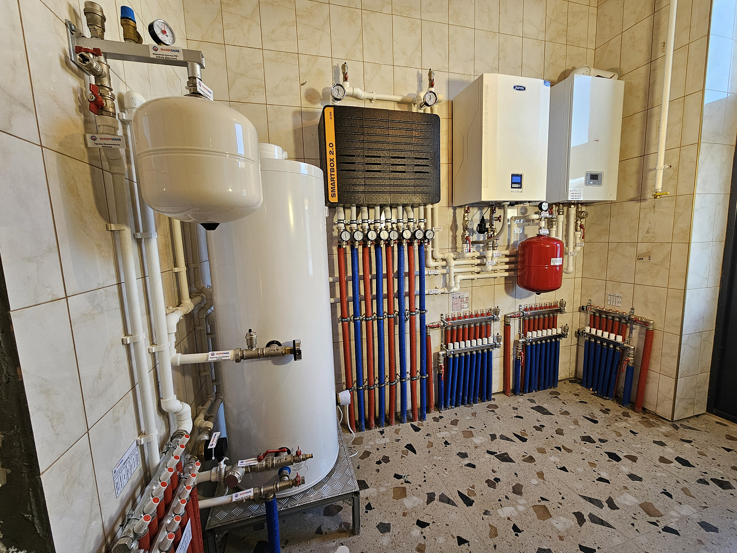 Монтаж котельной и теплый пол в загородном доме 240 м2 дер. Новосельцево