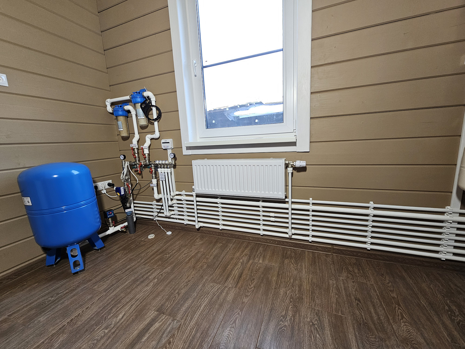 Монтаж котельной, радиаторного отопления, водоснабжения и водоотведение в деревянном доме 130м2