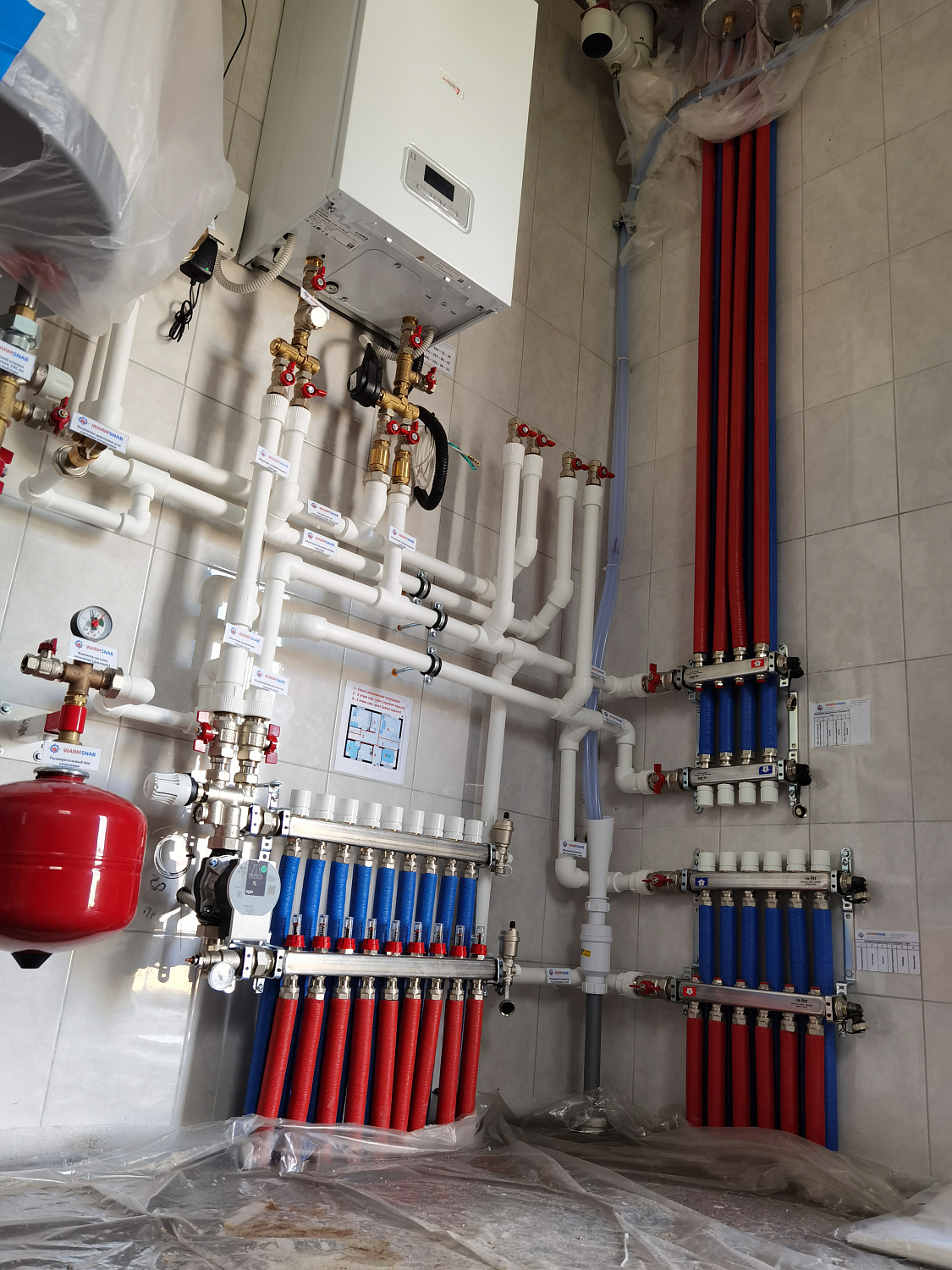 Монтаж теплых полов и котельной в загородном доме площадью 150 м2