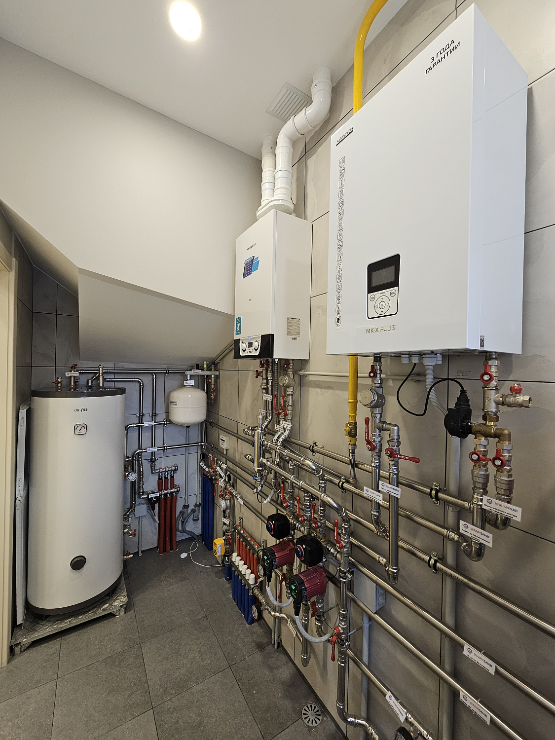 Монтаж котельной, теплых полов в таунхаусе 100м2 в КП Британика