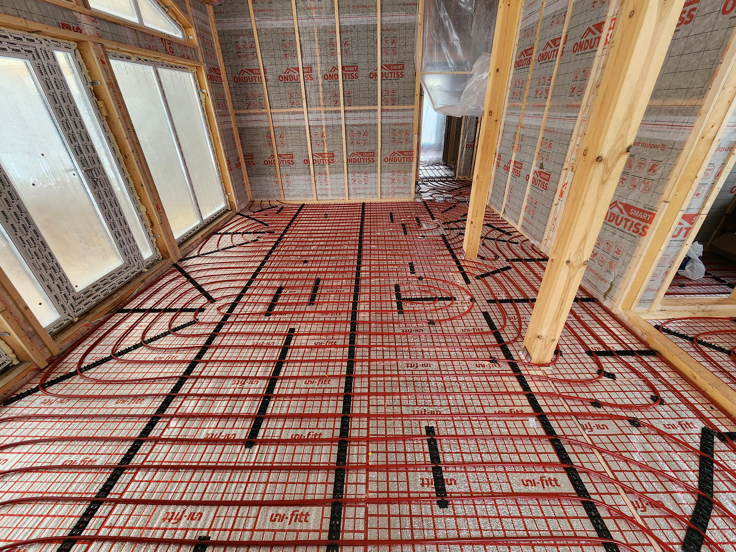 Комбинированная система отопления, тёплые полы и радиаторное отопление в КП Клинский район