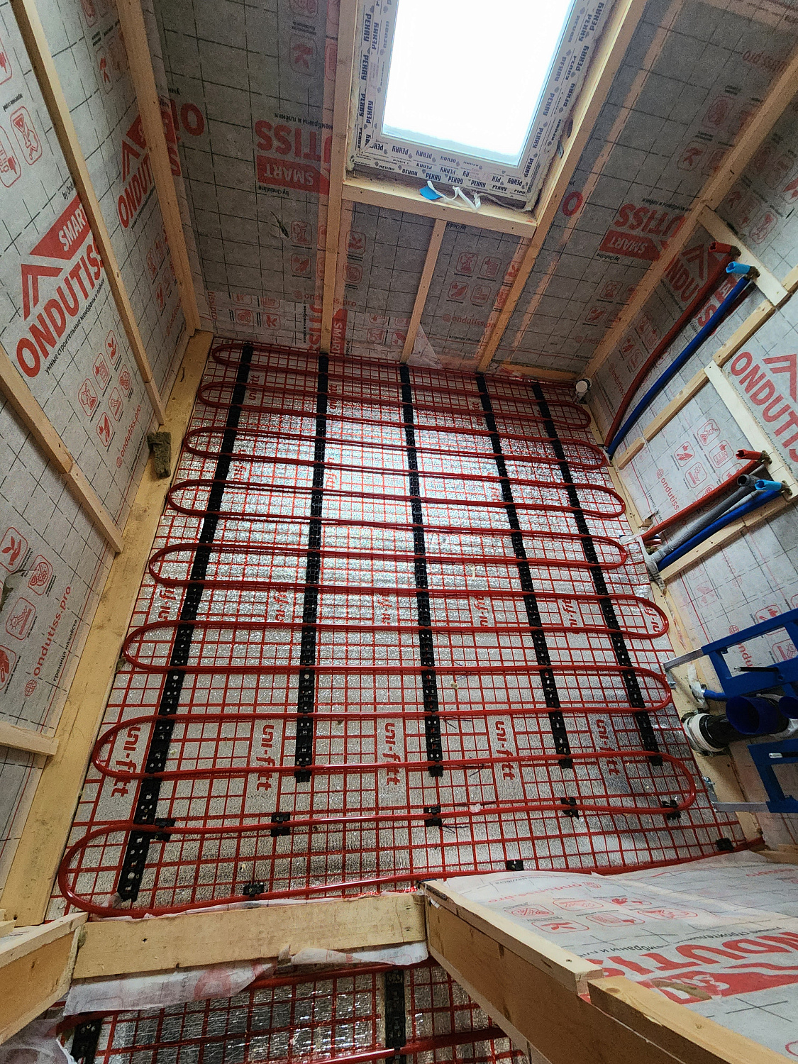 Монтаж тёплых полов, монтаж котельной в каркасном доме 120м2