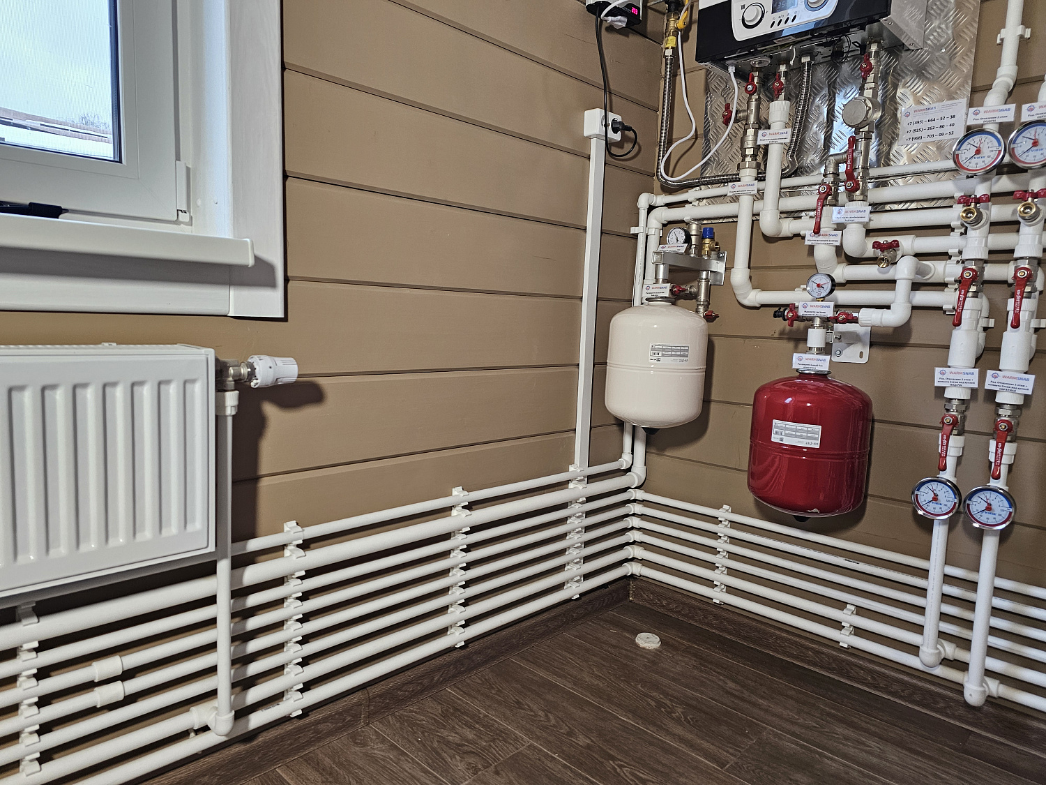 Монтаж котельной, радиаторного отопления, водоснабжения и водоотведение в деревянном доме 130м2