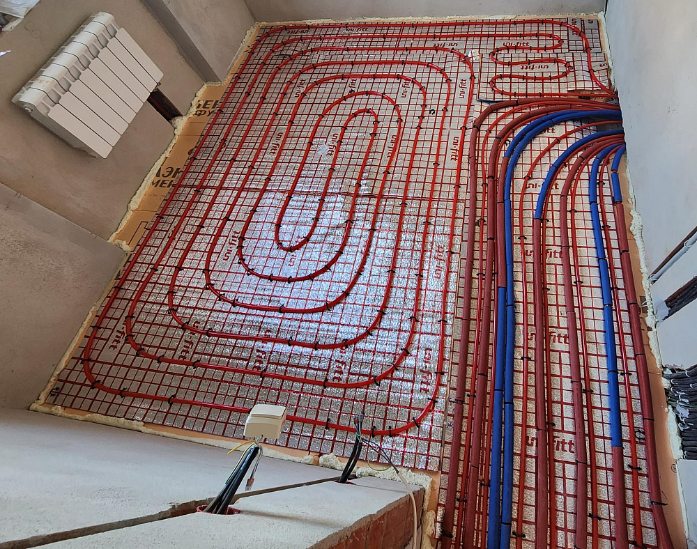 Монтаж котельной, радиаторного отопления, теплого пола в частном доме в КП Мидлтон