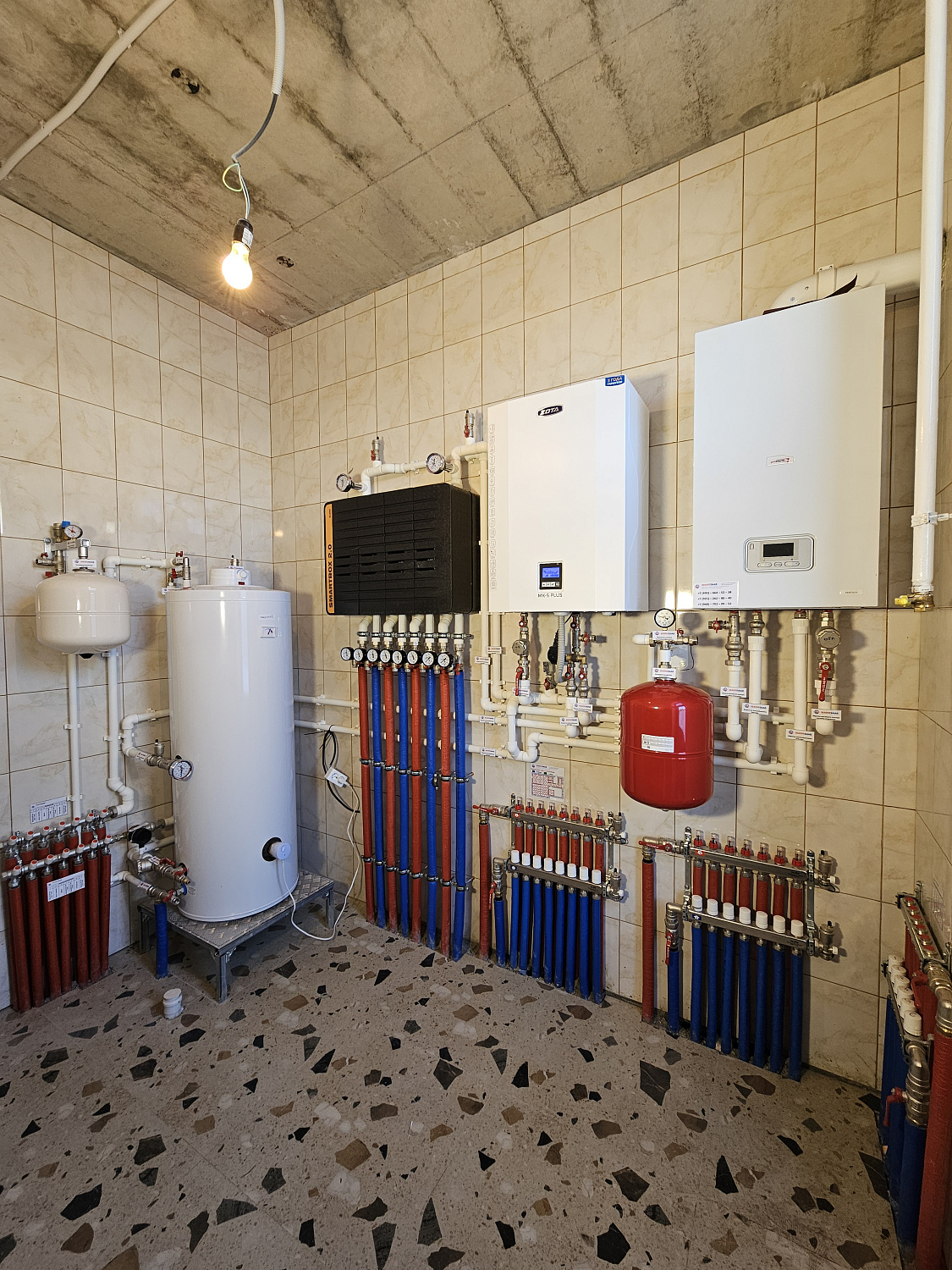 Монтаж котельной и теплый пол в загородном доме 240 м2 дер. Новосельцево