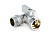 Кран Uni-Fitt ННВ 1/2" x 3/4" х 1/2" проходной для стиральных машин, флажок, хромированный