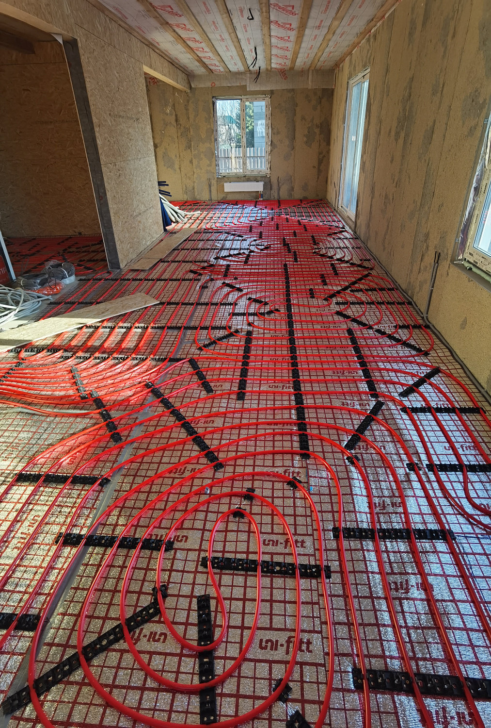 Комбинированная система отопления, тёплые полы и радиаторное отопление, водоотведение КП Грибки