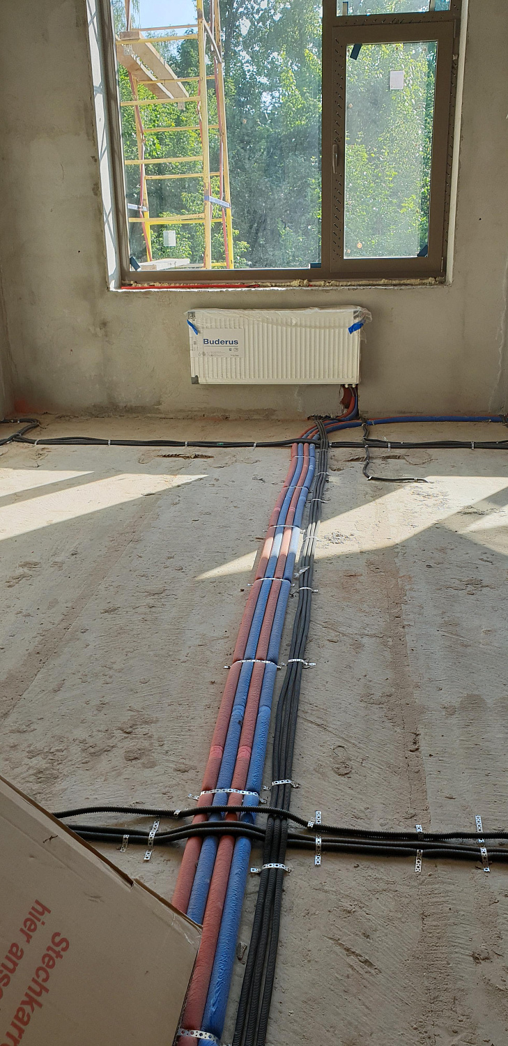 Монтаж инженерных коммуникаций на объекте площадью 450 м.кв