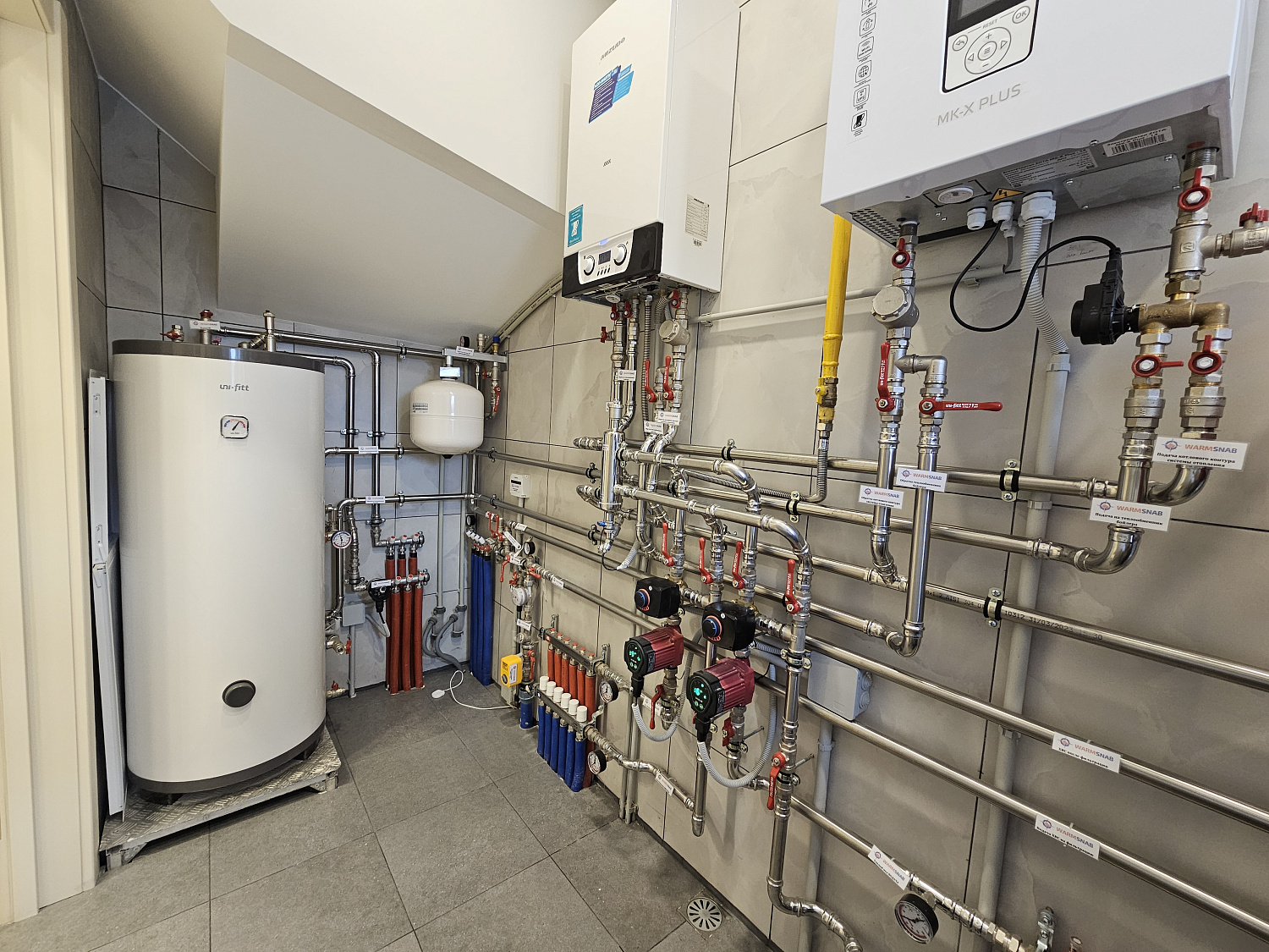 Монтаж котельной, теплых полов в таунхаусе 100м2 в КП Британика