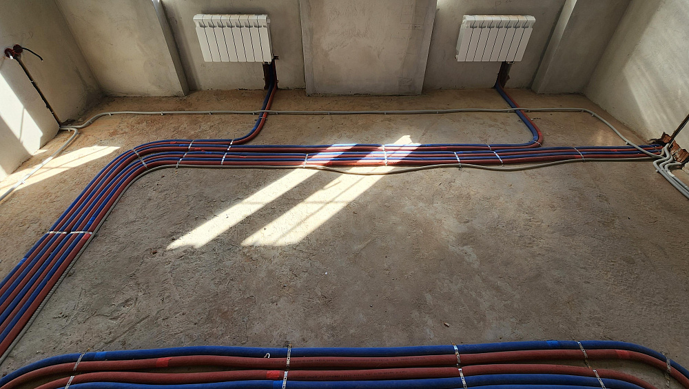 Монтаж котельной, радиаторного отопления, теплого пола в частном доме в КП Мидлтон