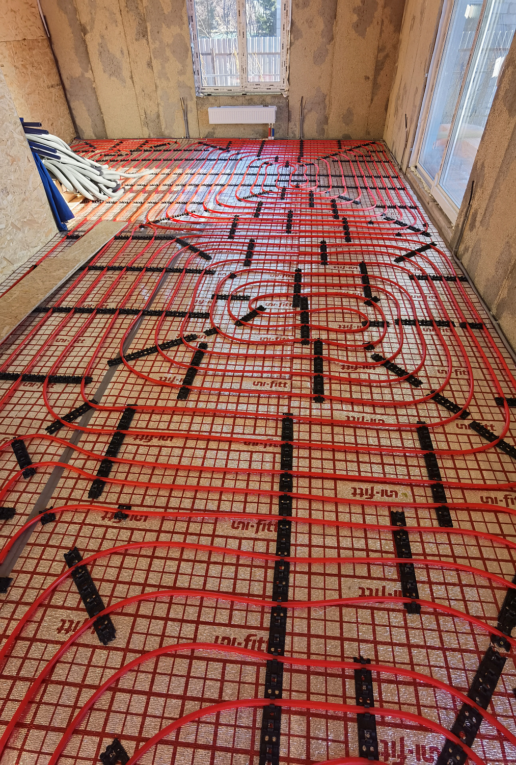 Комбинированная система отопления, тёплые полы и радиаторное отопление, водоотведение КП Грибки