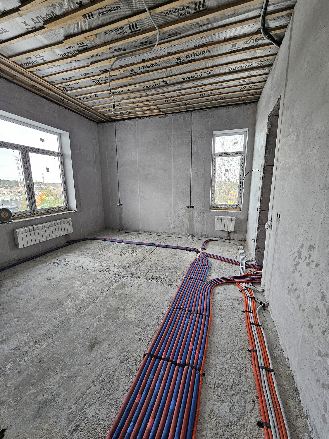 Монтаж радиаторного отопления и теплого пола в загородном доме 320м2