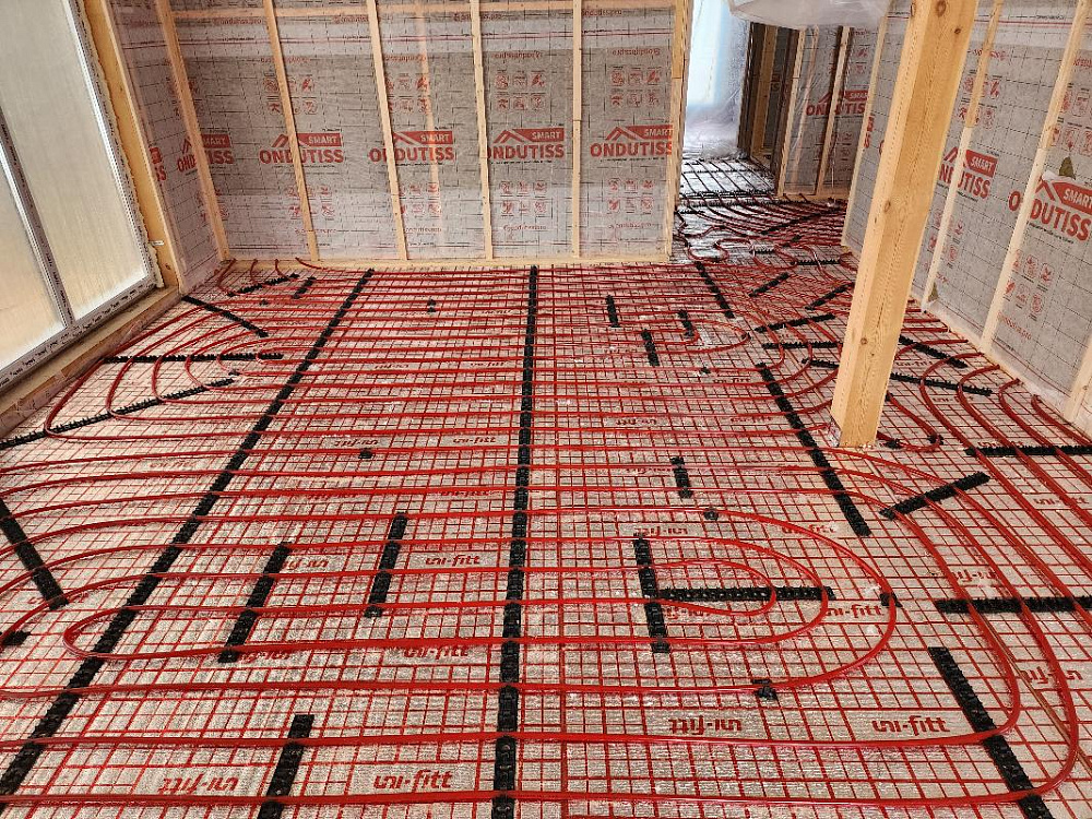 Монтаж тёплых полов, монтаж котельной в каркасном доме 120м2