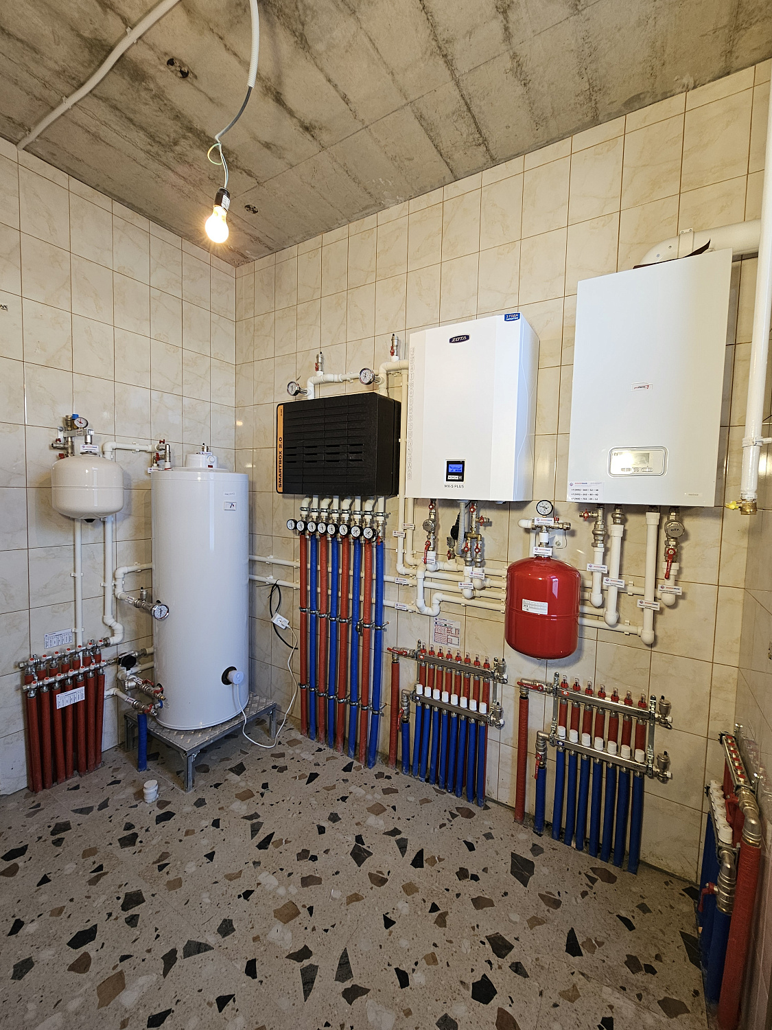 Монтаж котельной и теплый пол в загородном доме 240 м2 дер. Новосельцево