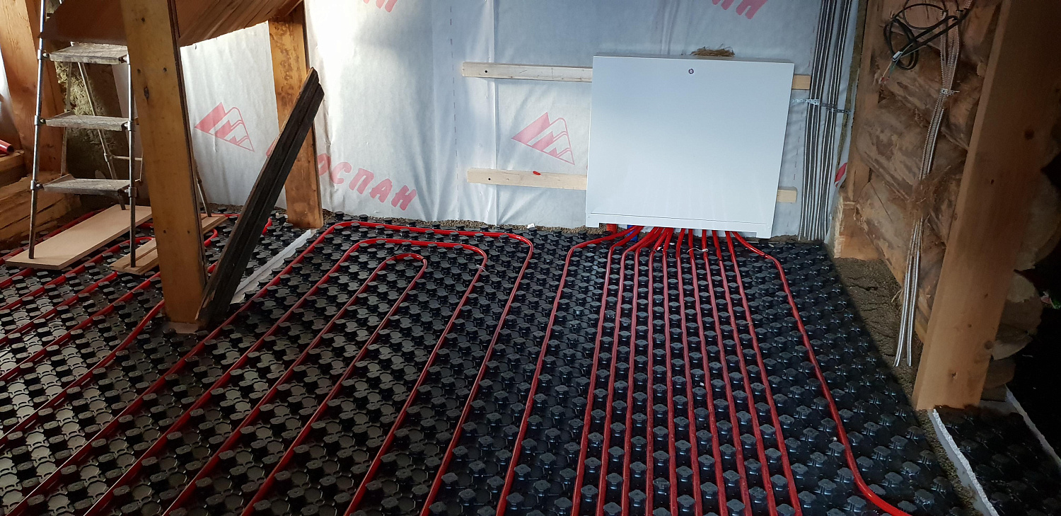 Отопление комбинированное тёплыми полами и радиаторами. 